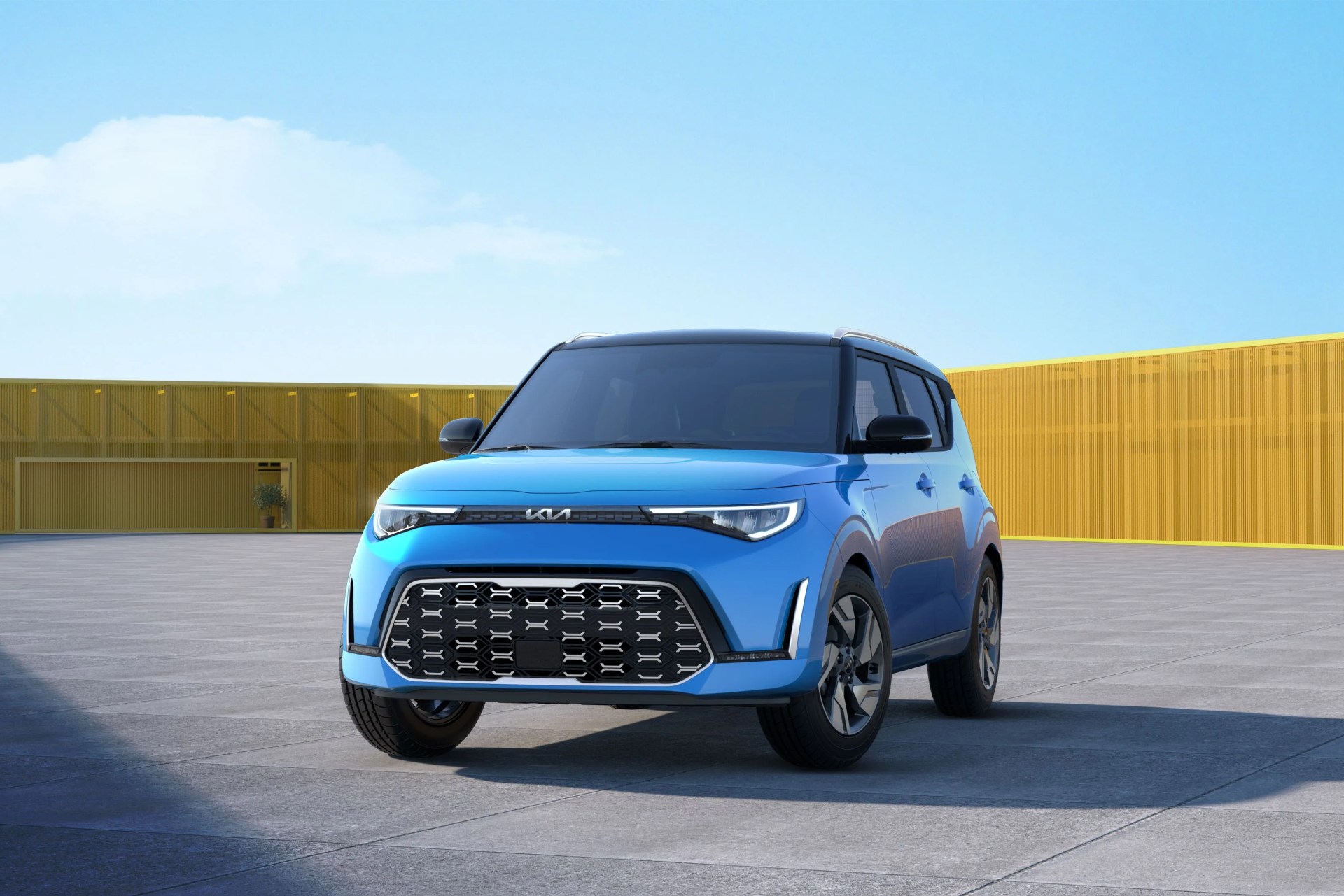kia soul parked in an empty open air garage