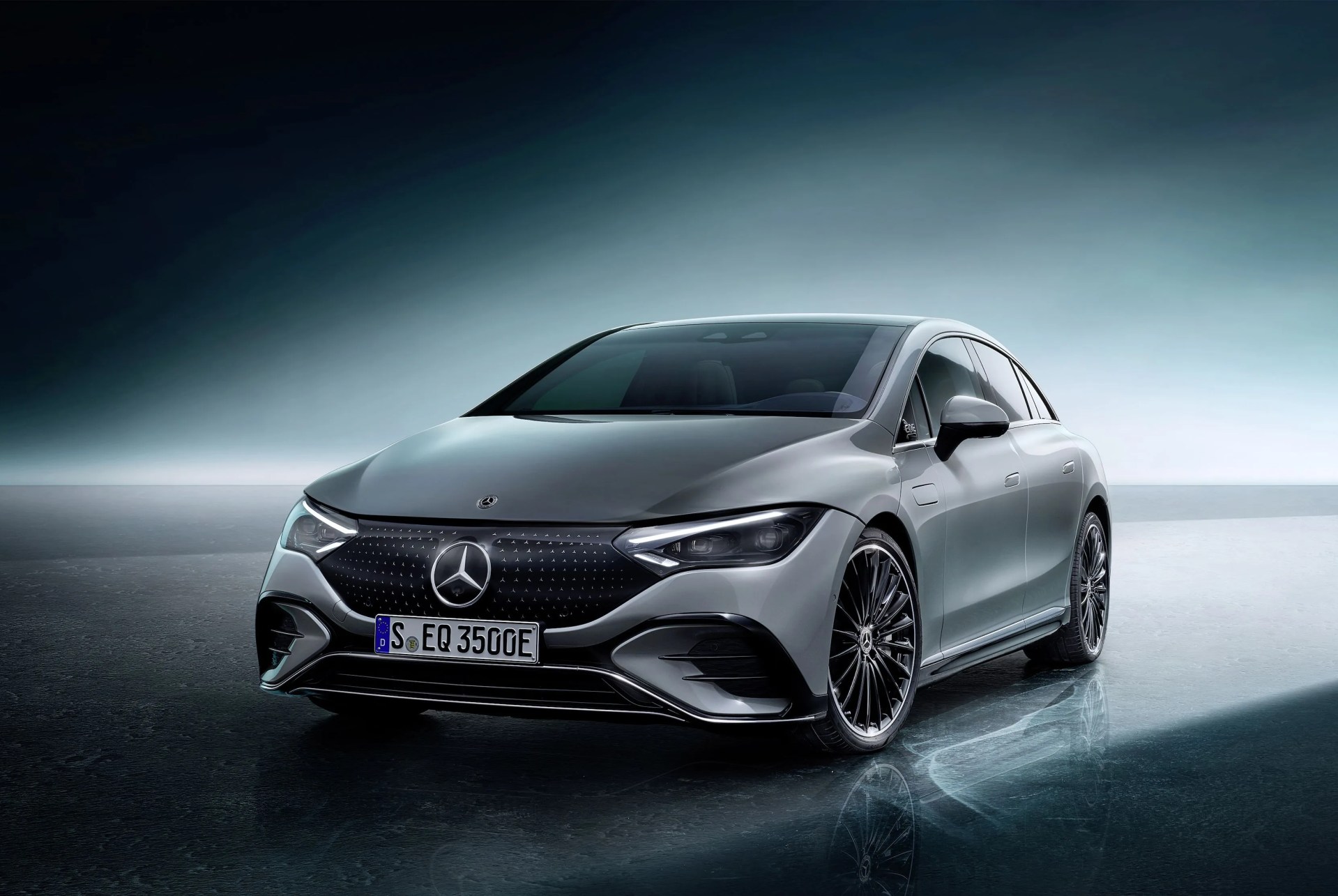 mercedes amg eqe sedan rendered with a blank background