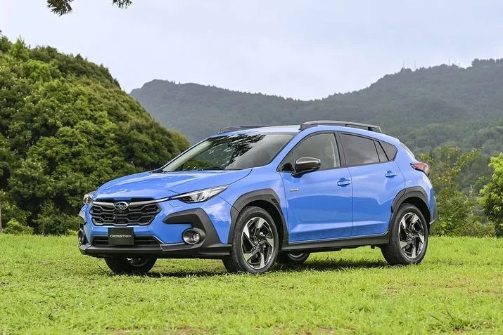 subaru crosstrek in a green field