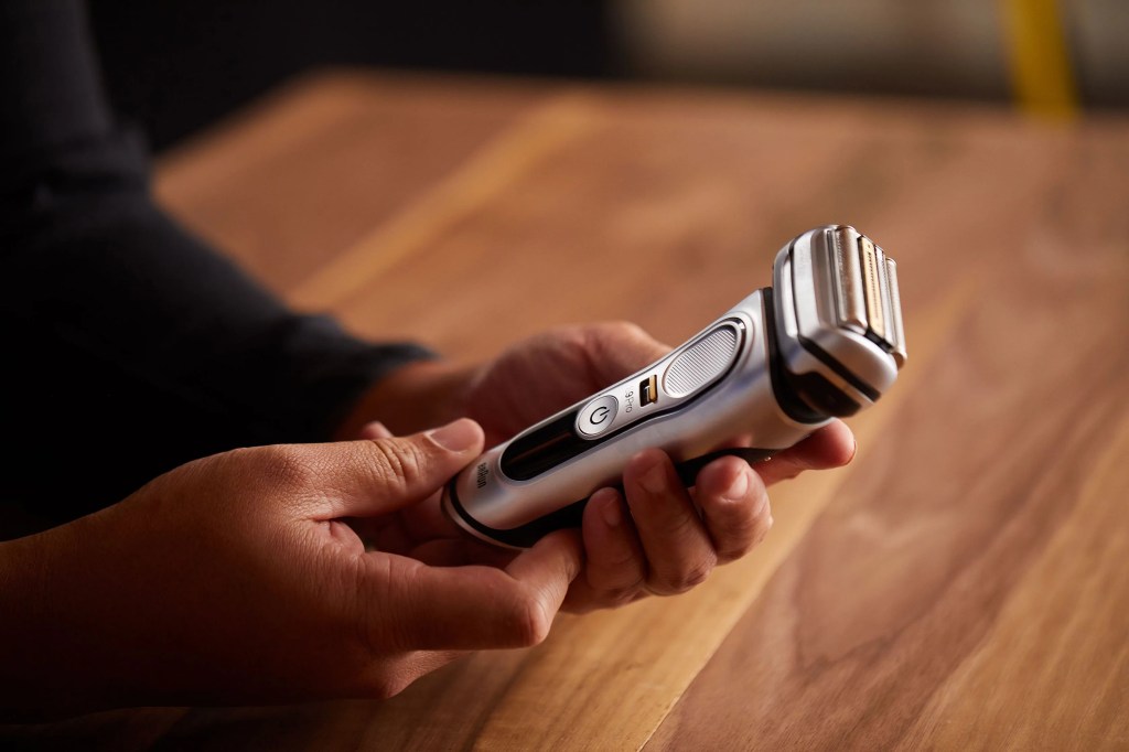 matt sayles holding braun series pro 9 shaver in hand