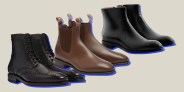 collage of three pairs of boots in black and brown