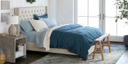 coyuchi flannel sheets on bed