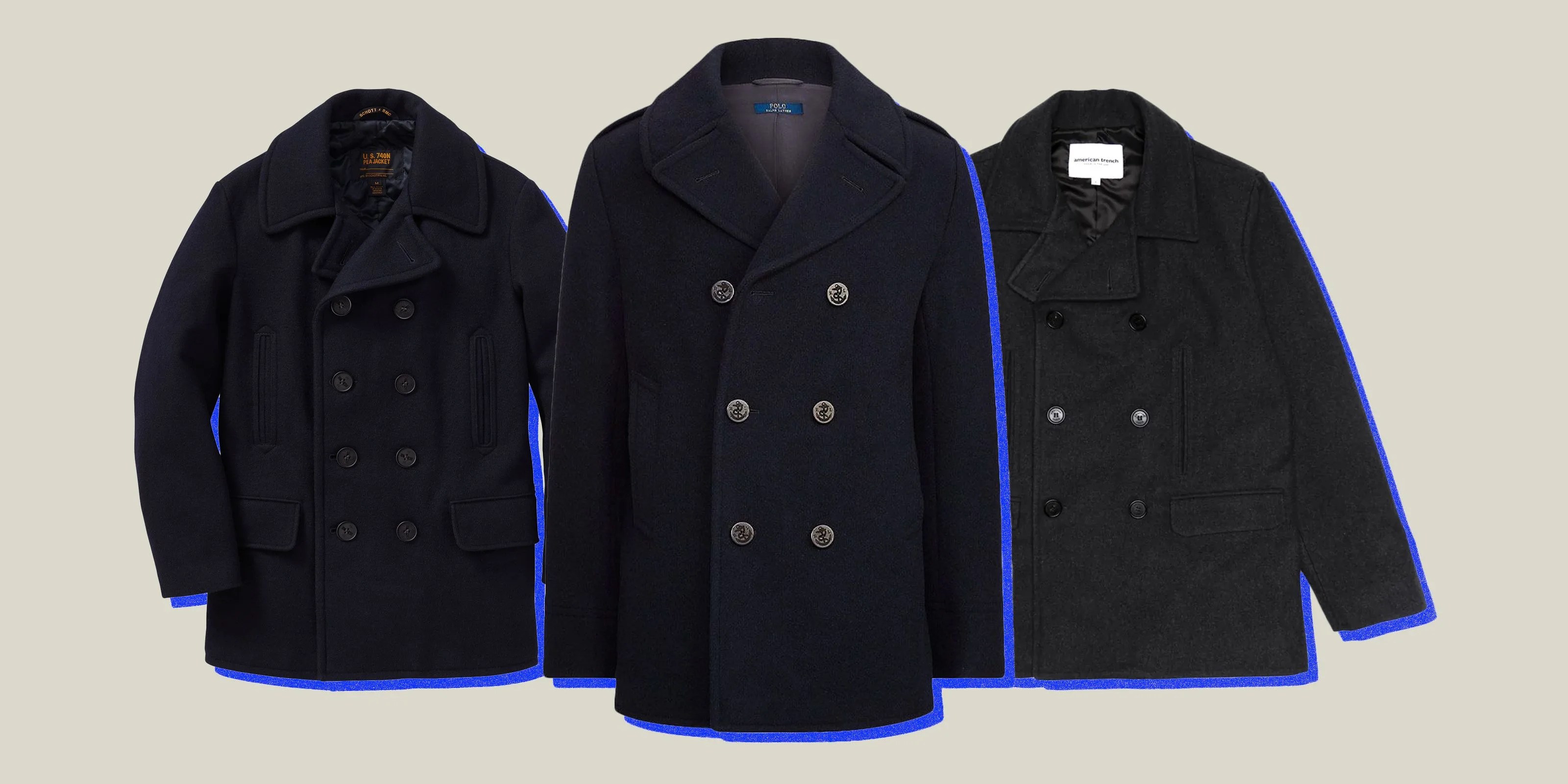 collage of three peacoats