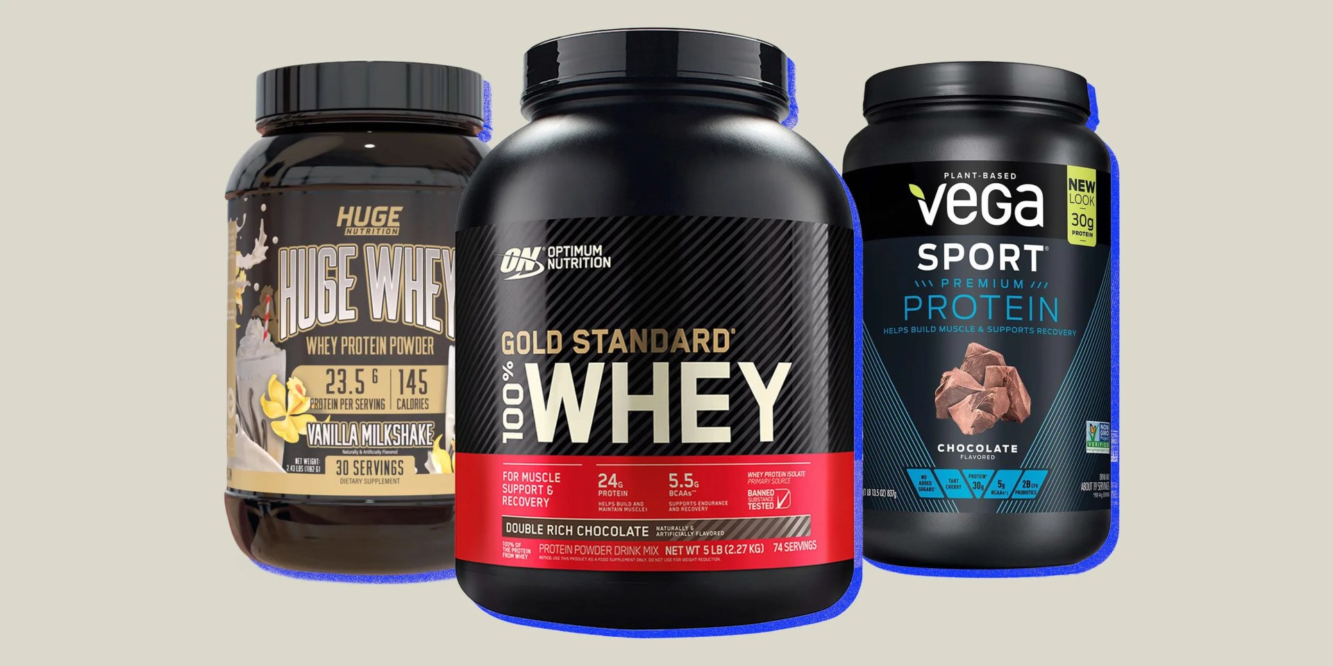 collage of protein powders