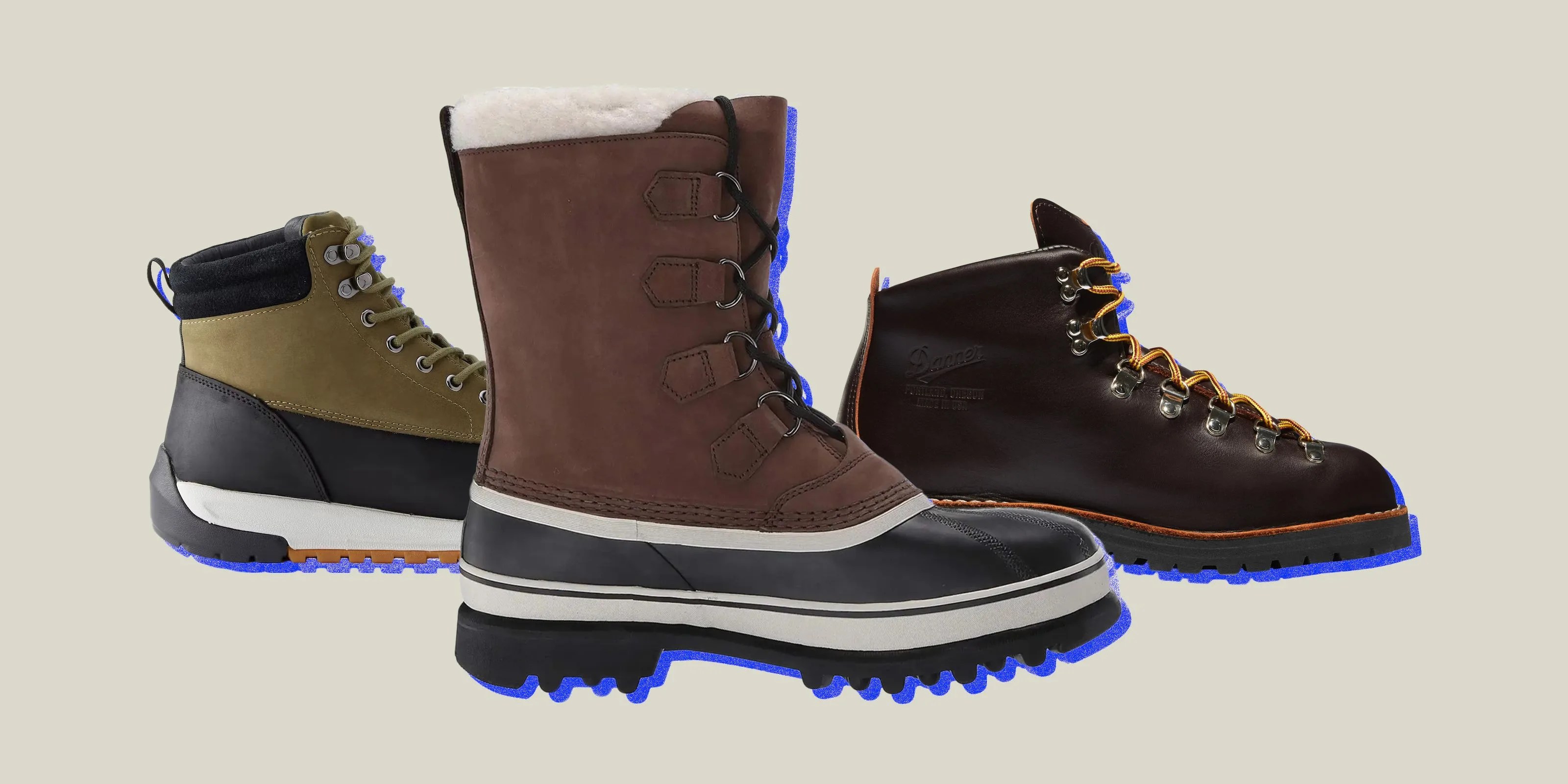 collage of three snow boots