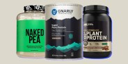 collage of vegan protein powders