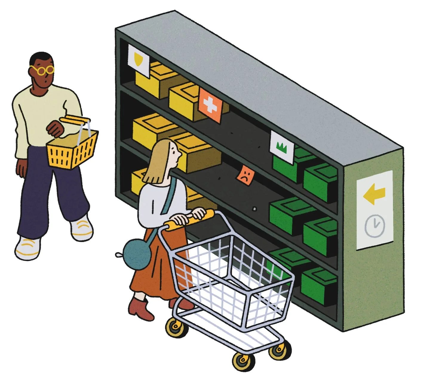 people finding empty shelves at the swatch shop