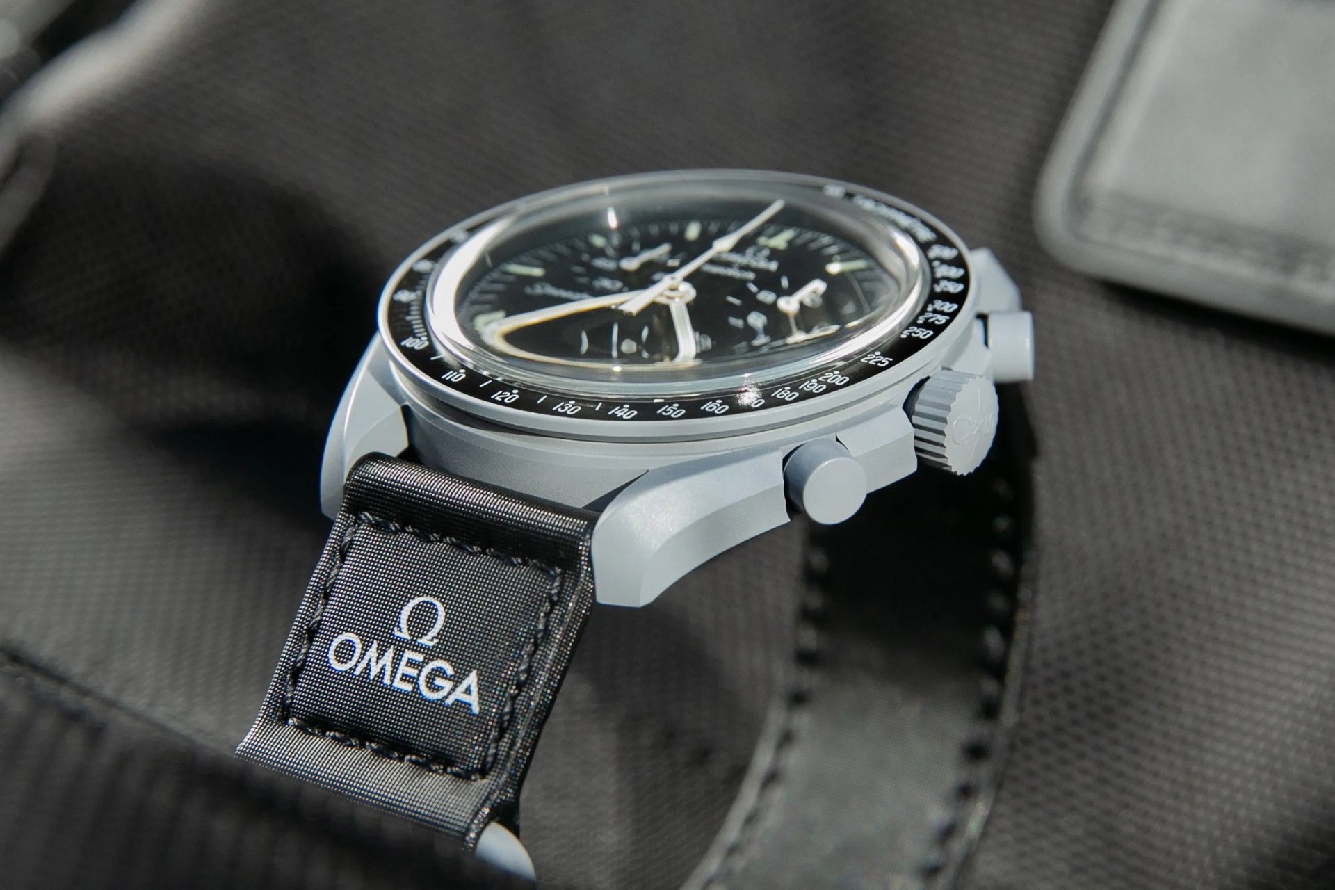 side of an omega moonswatch