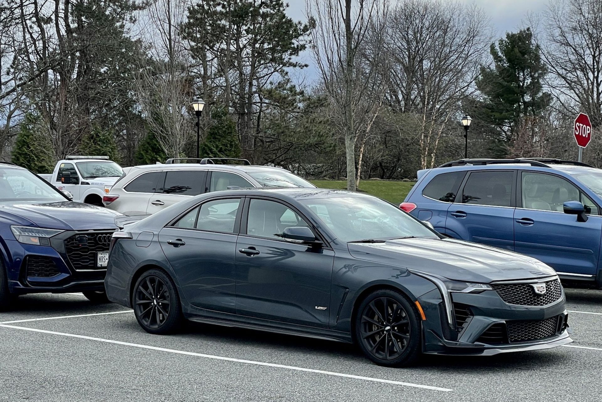 2022 cadillac ct 4 v blackwing in blue gray front three quarter angle