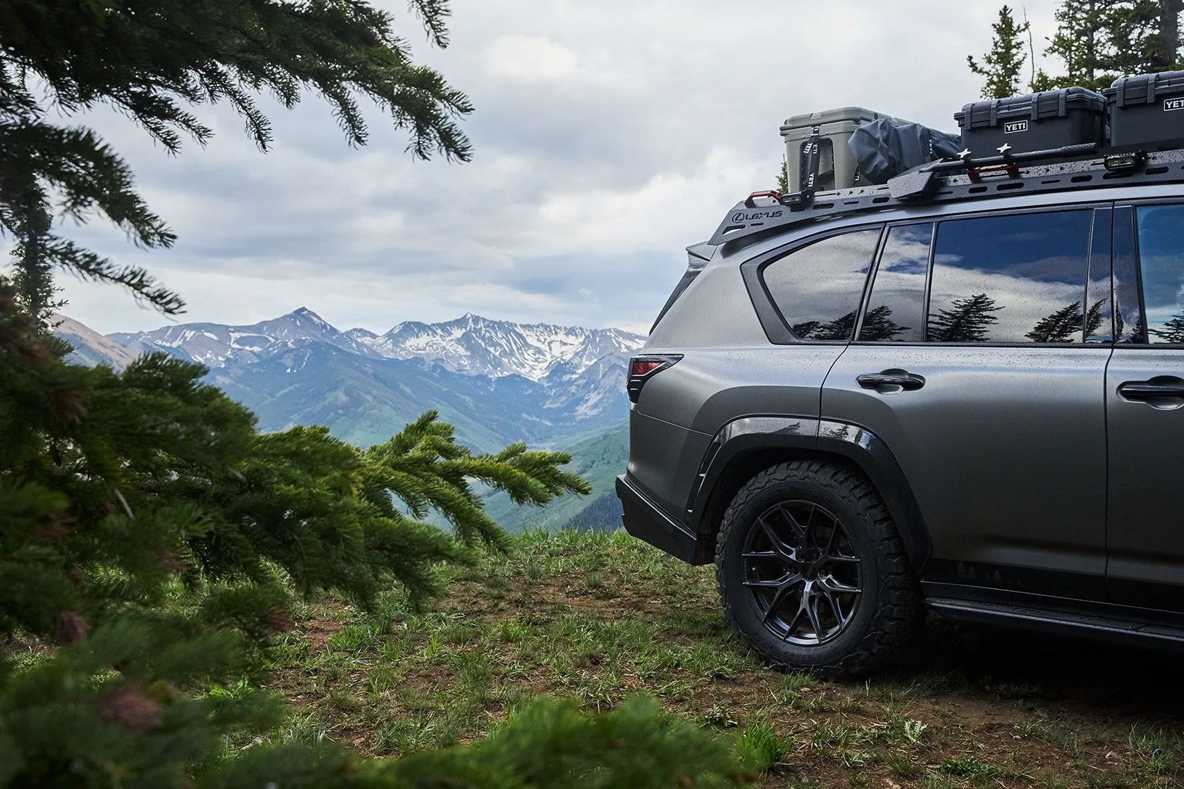 lexus lx 600 alpine lifestyle concept with yeti gear on the roof rack