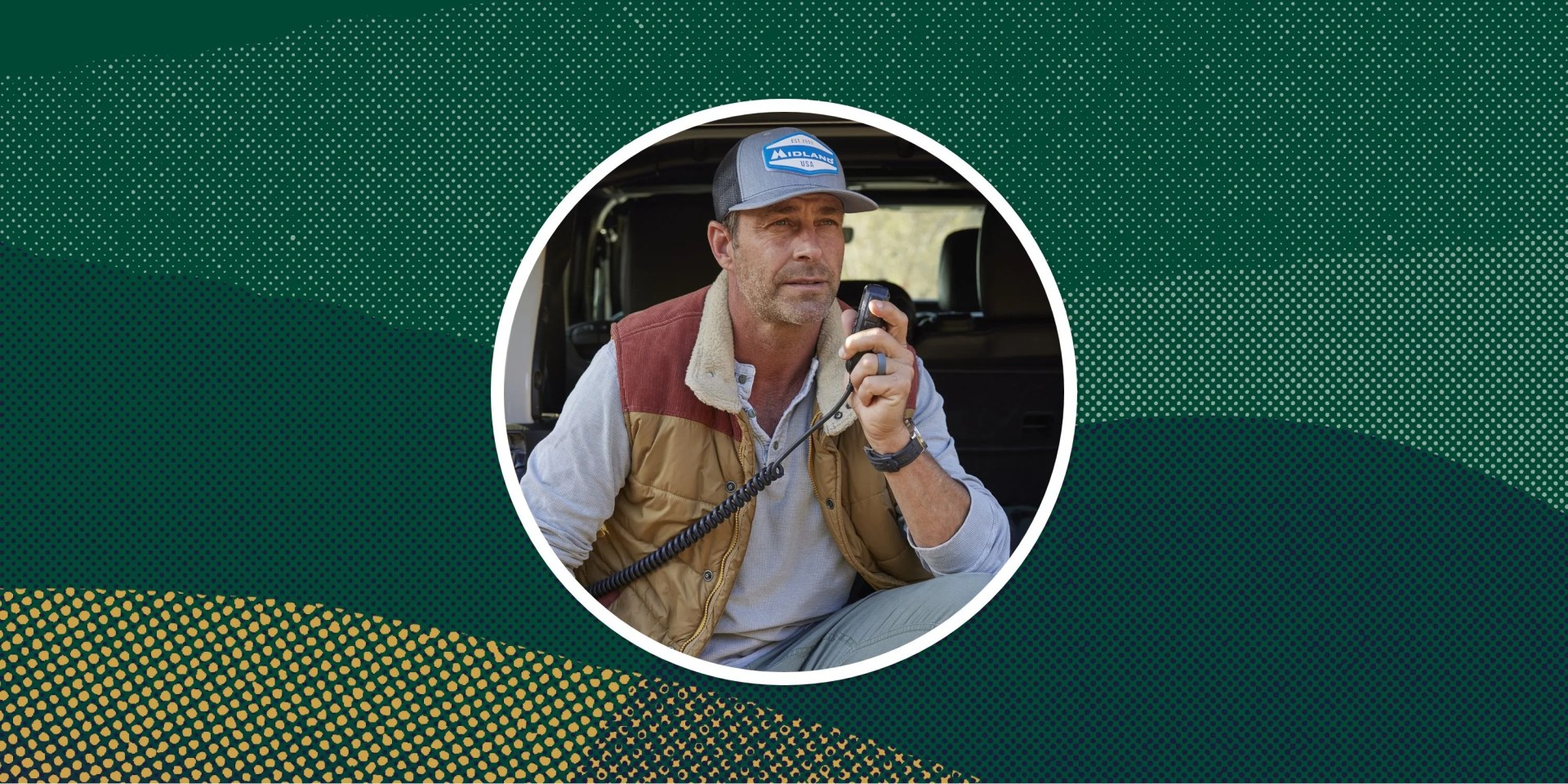 sponsored product man using midland mxt575 micromobile® two way radio