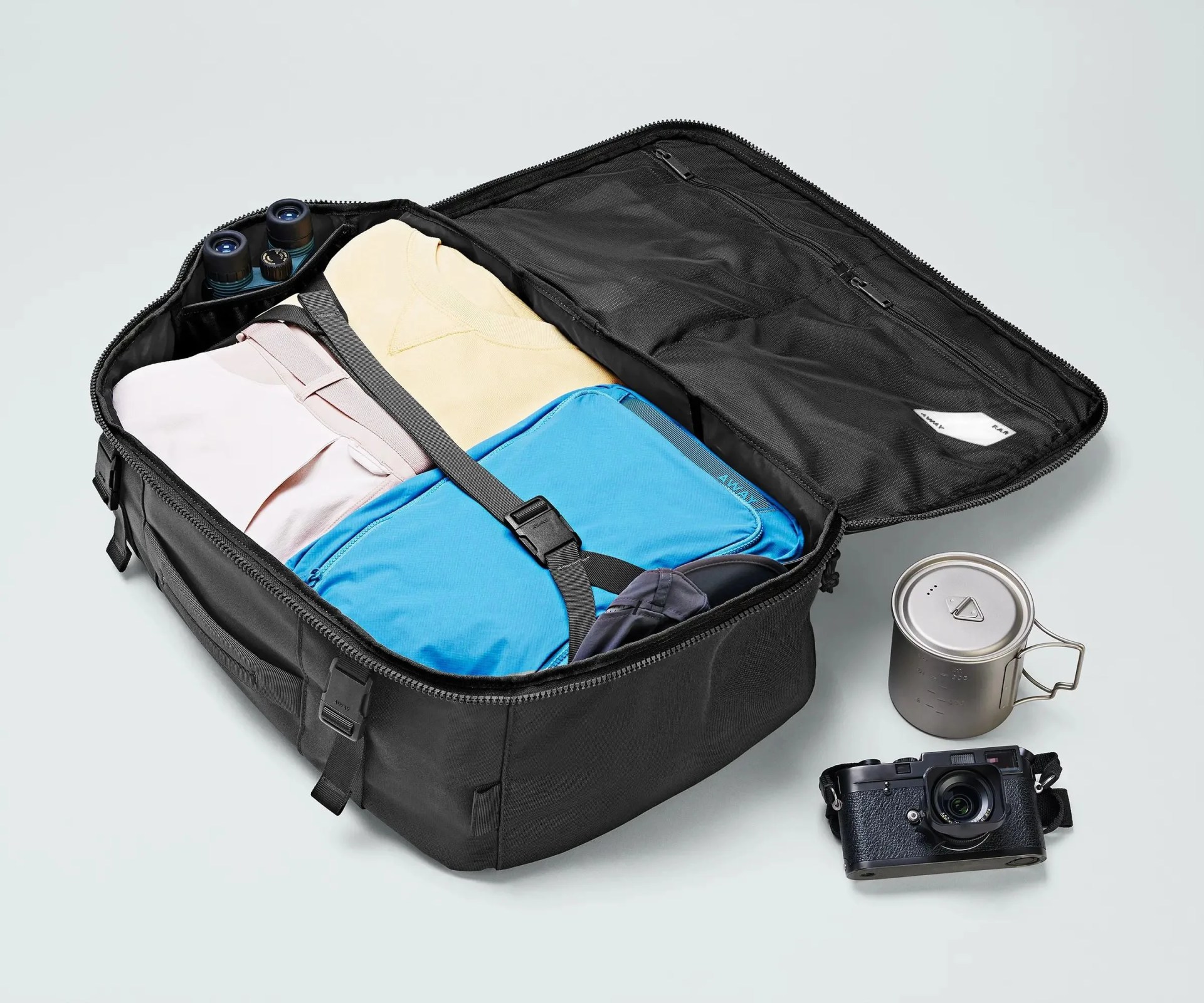 away duffel bag open
