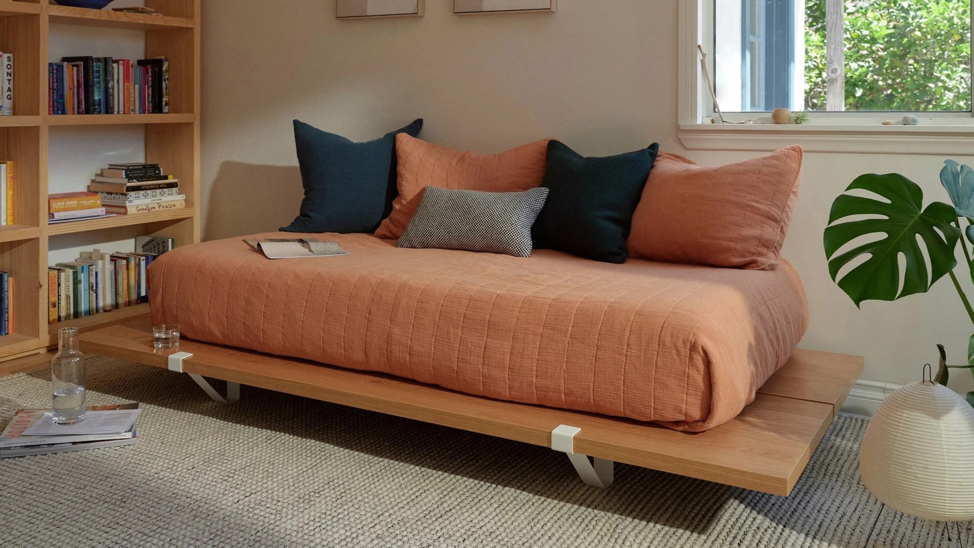 floyd bed frame used as a couch