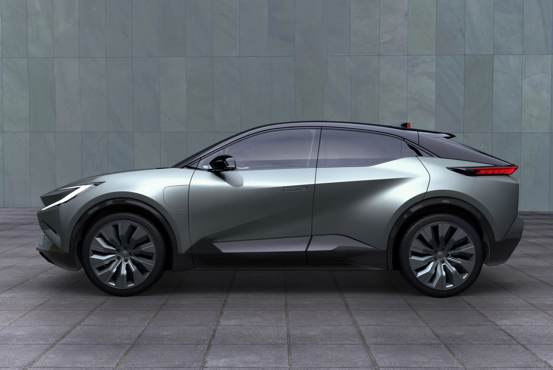 toyota bz crossover concept next to an outside wall