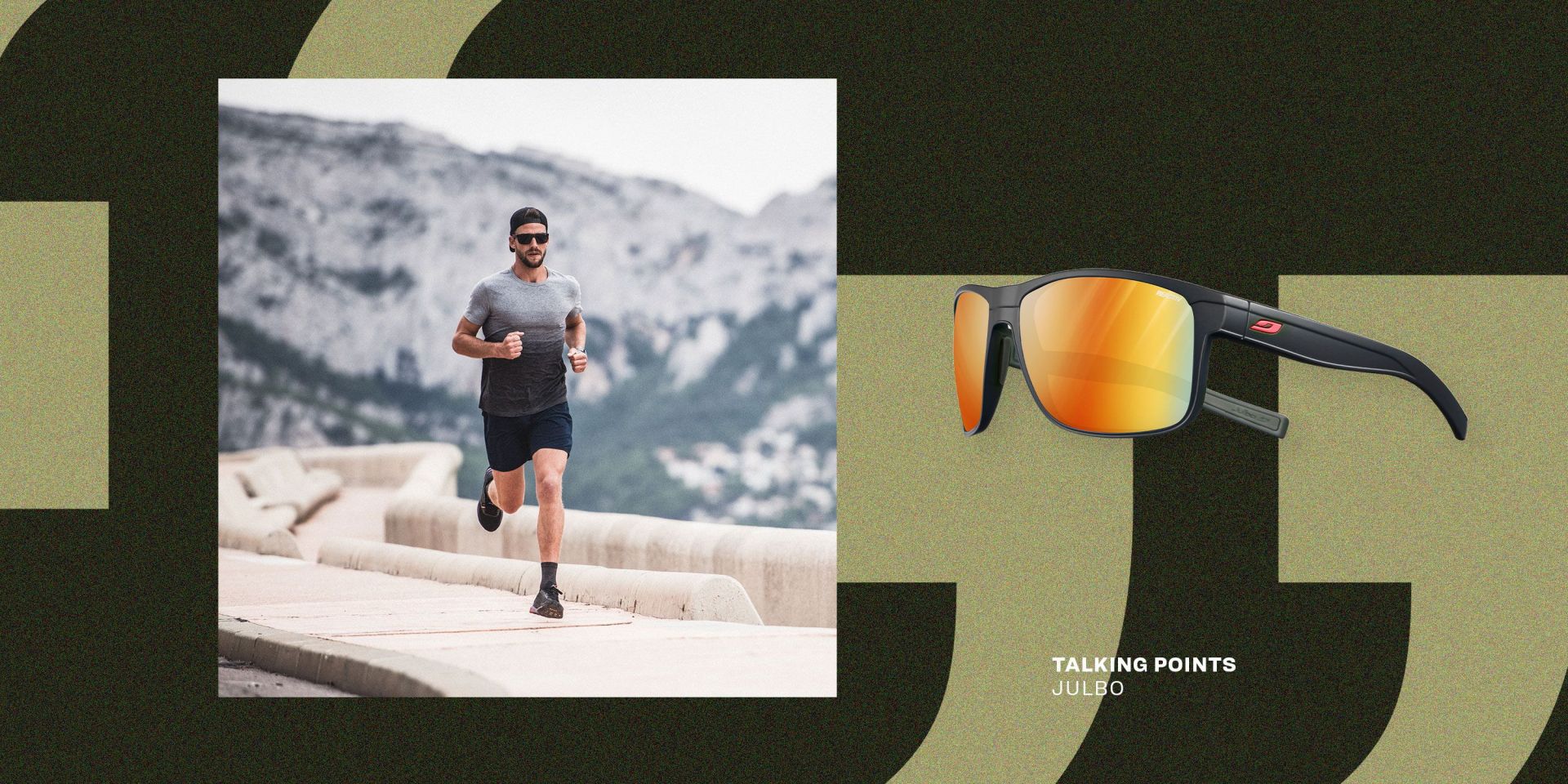 talking points man running wearing julbo sunglasses