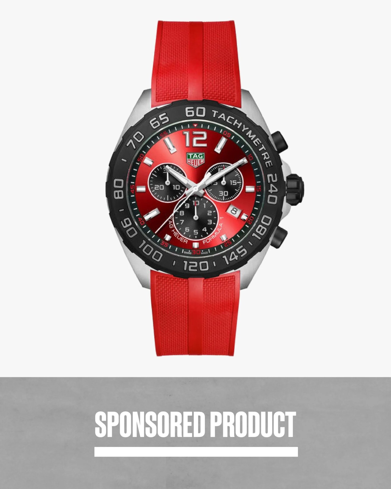 sponsored product ben bridge tag heuer formula 1 watch steel case red dial, 43mm
