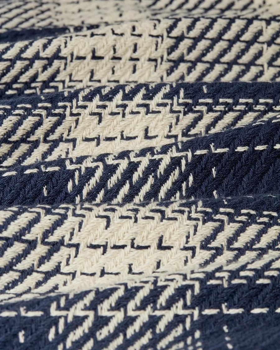 close up of the knit fabric on a wax london flannel shirt