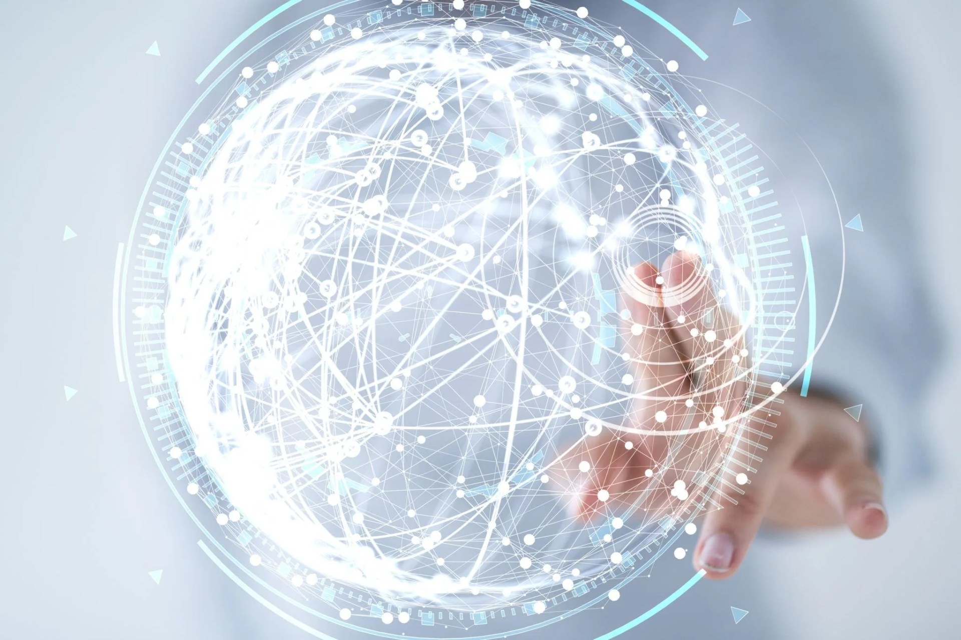 a hand touching a connectivity graphic