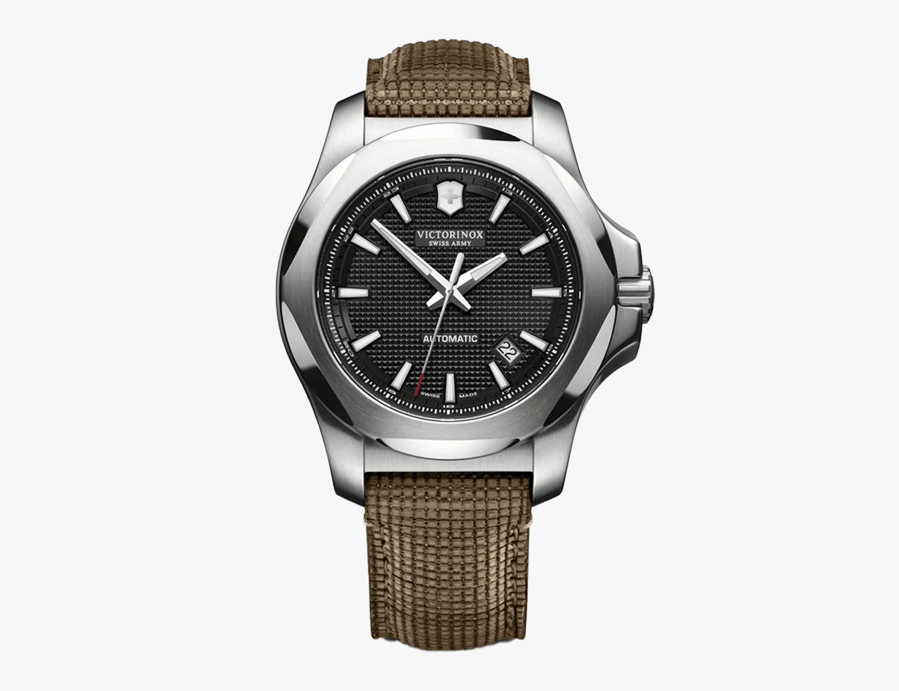 victorinox inox mechanical grey dial with brown strap