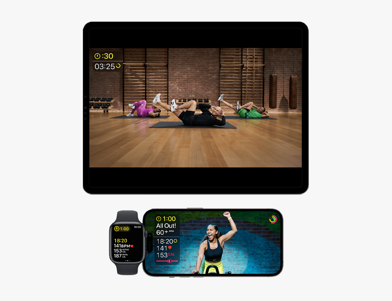 apple fitness app with ipad iphone and apple watch