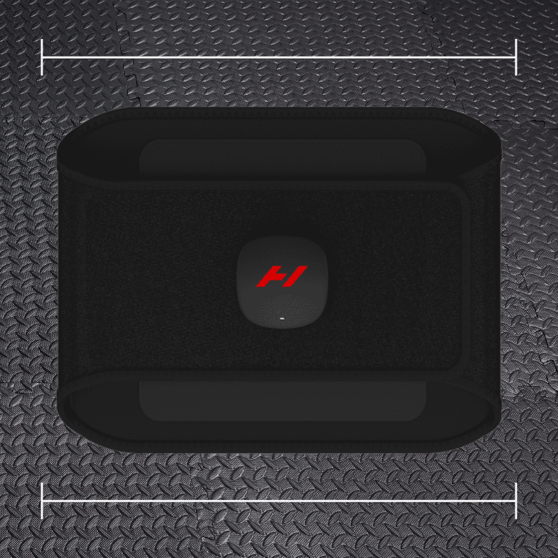 a black hyperice venom device laid over top a photo of black rubber gym flooring