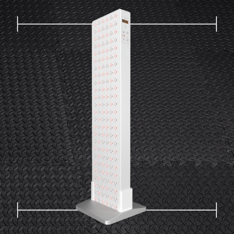 a white joov device laid over top a photo of black rubber gym flooring