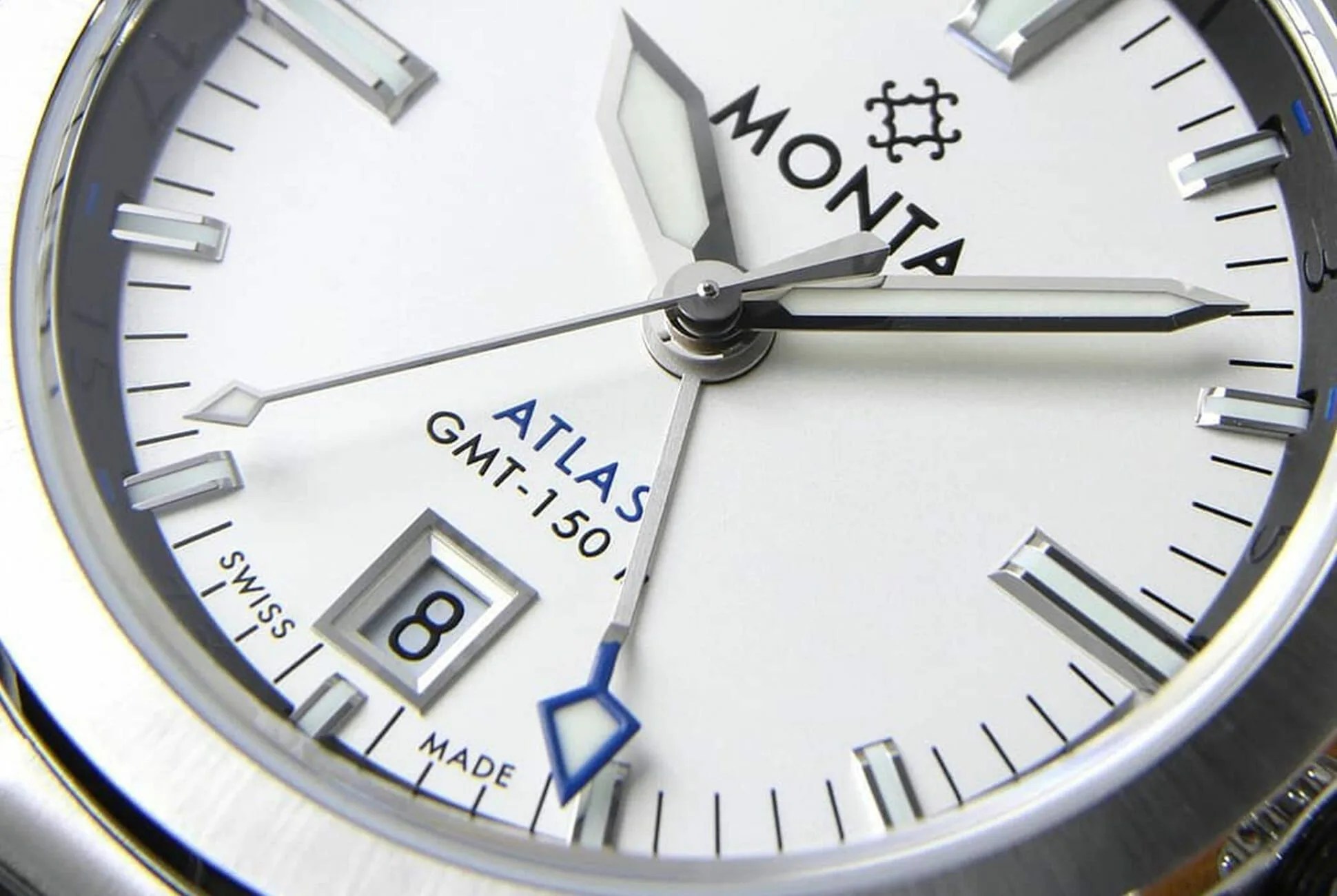 white gmt watch dial close up