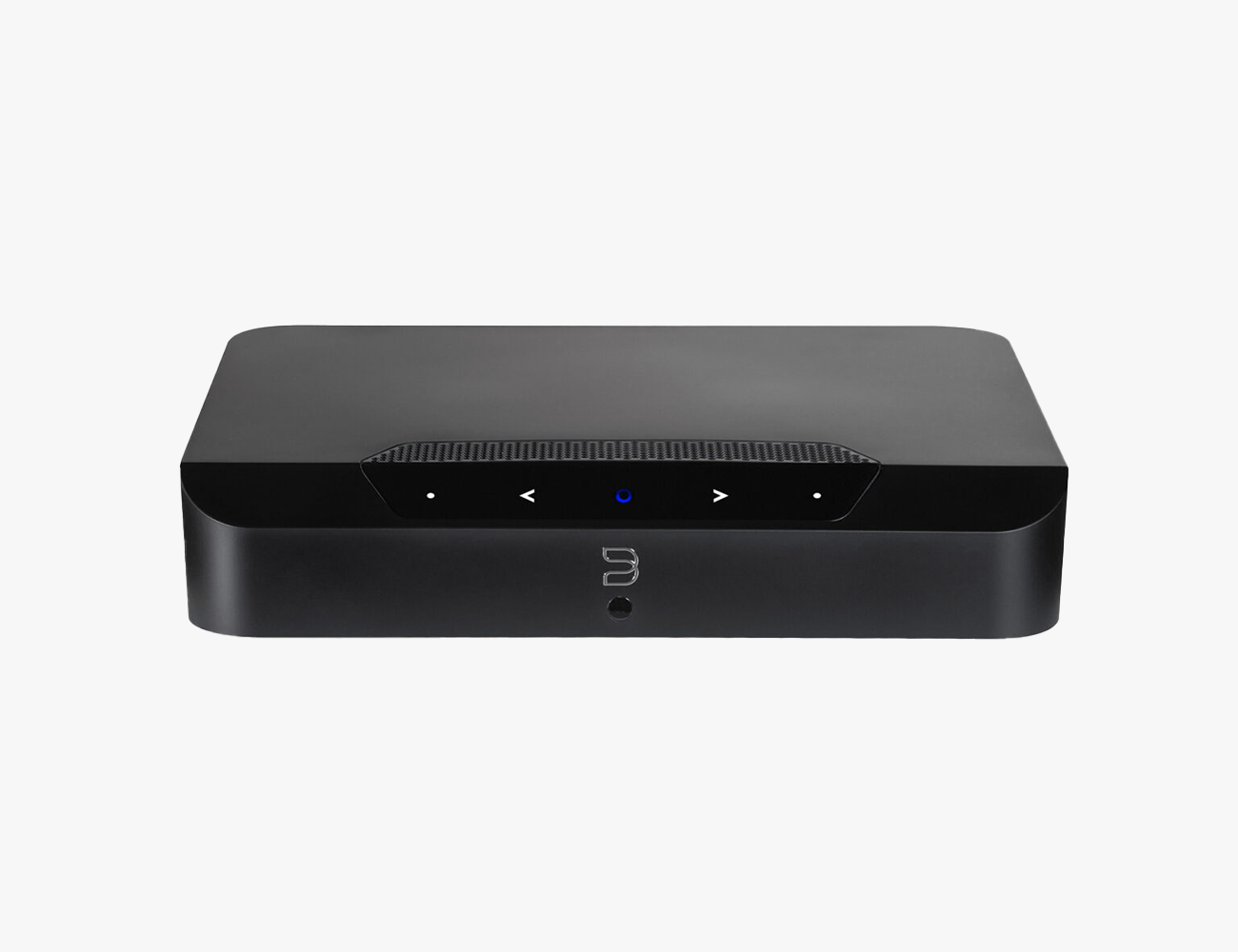 black bluesound powernode edge on a white background