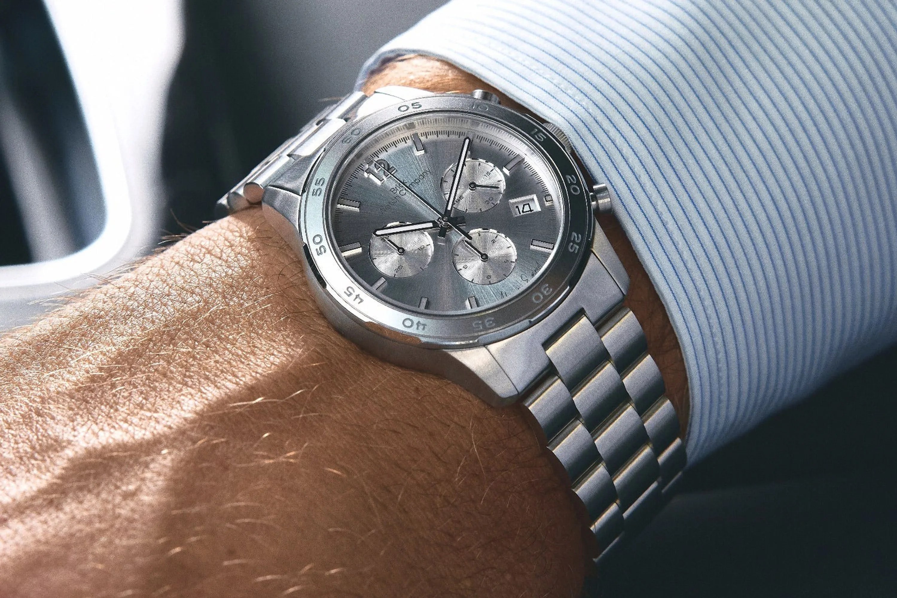 brick watch on a mans wrist