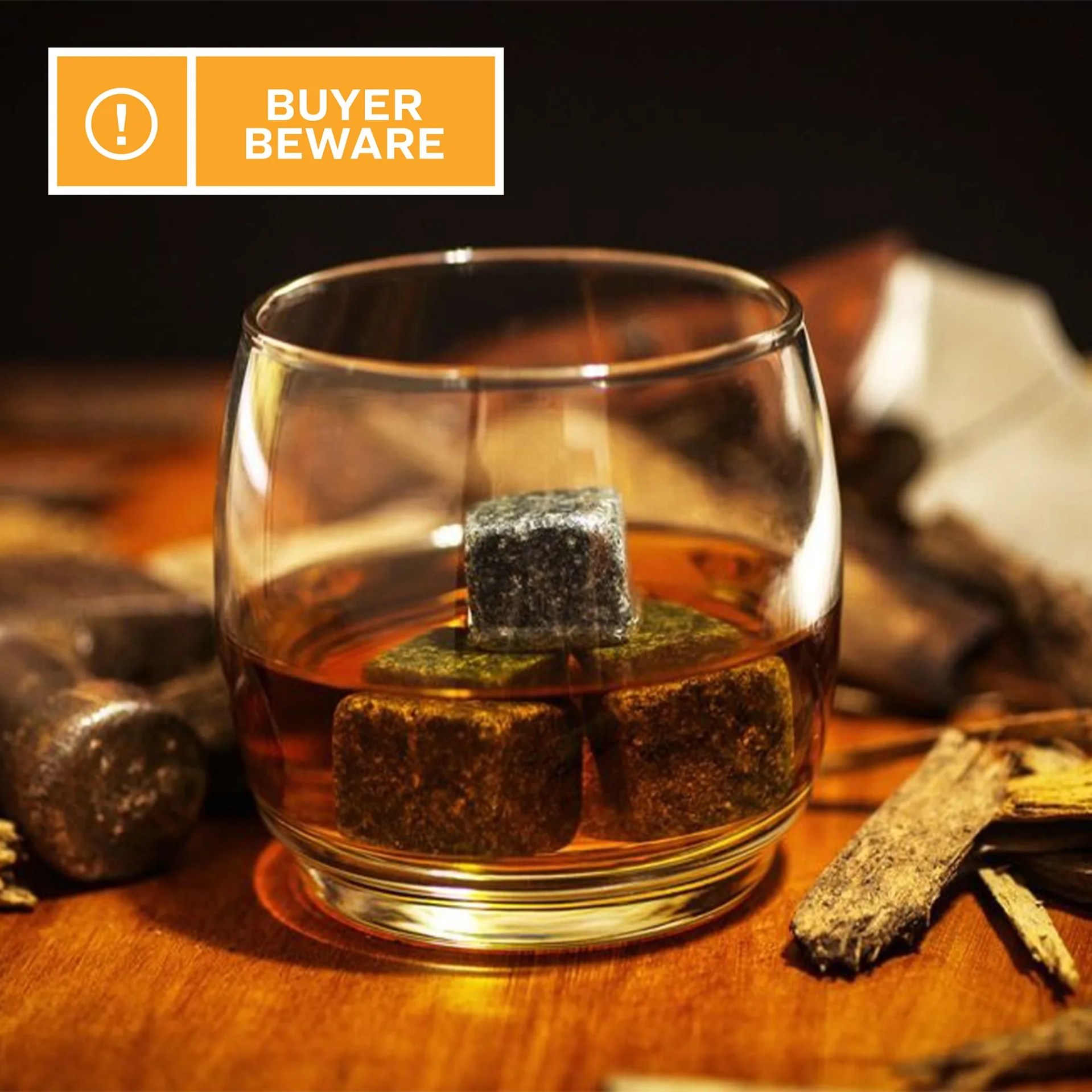glass with whiskey stones