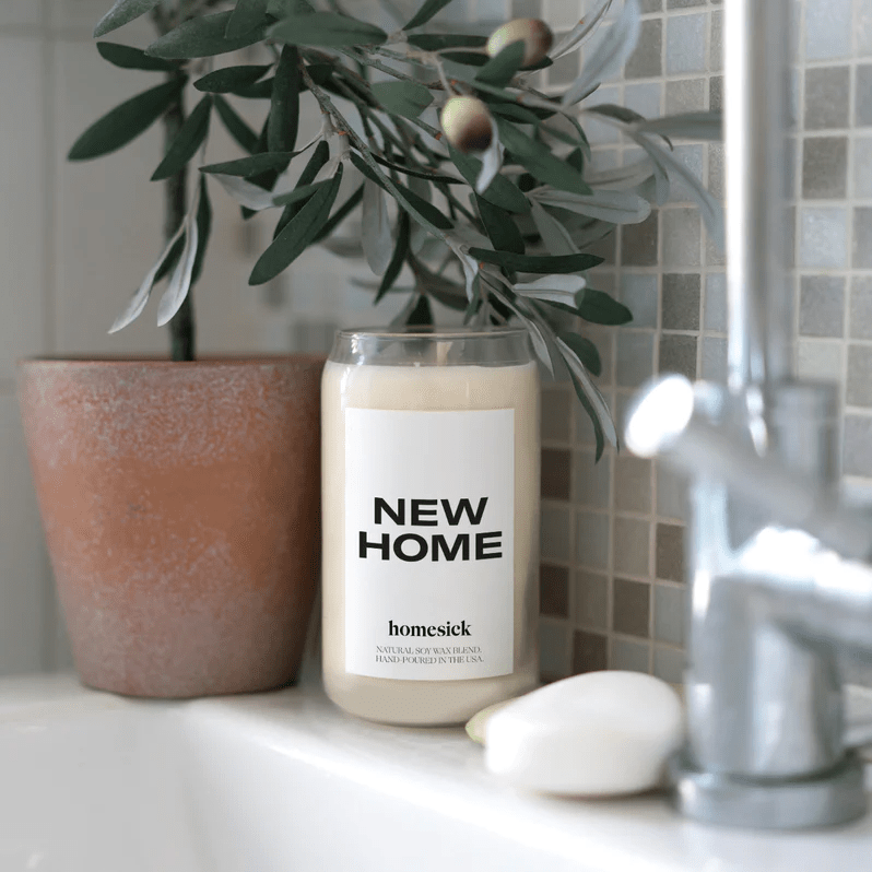 candle on sink