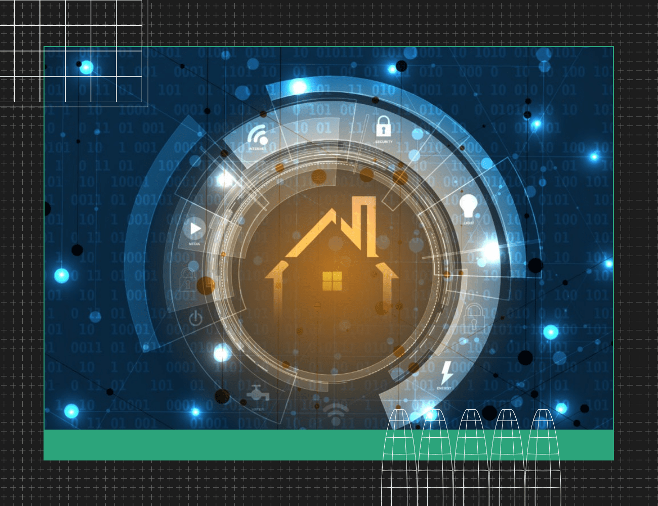 a graphic of a smart home connected to devices