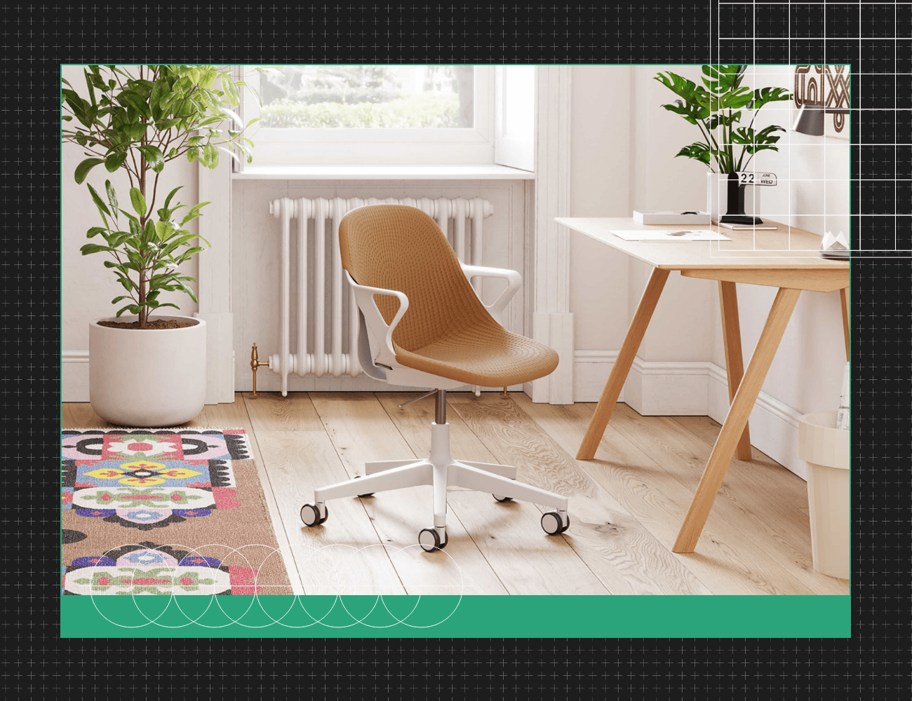 a chair by a desk