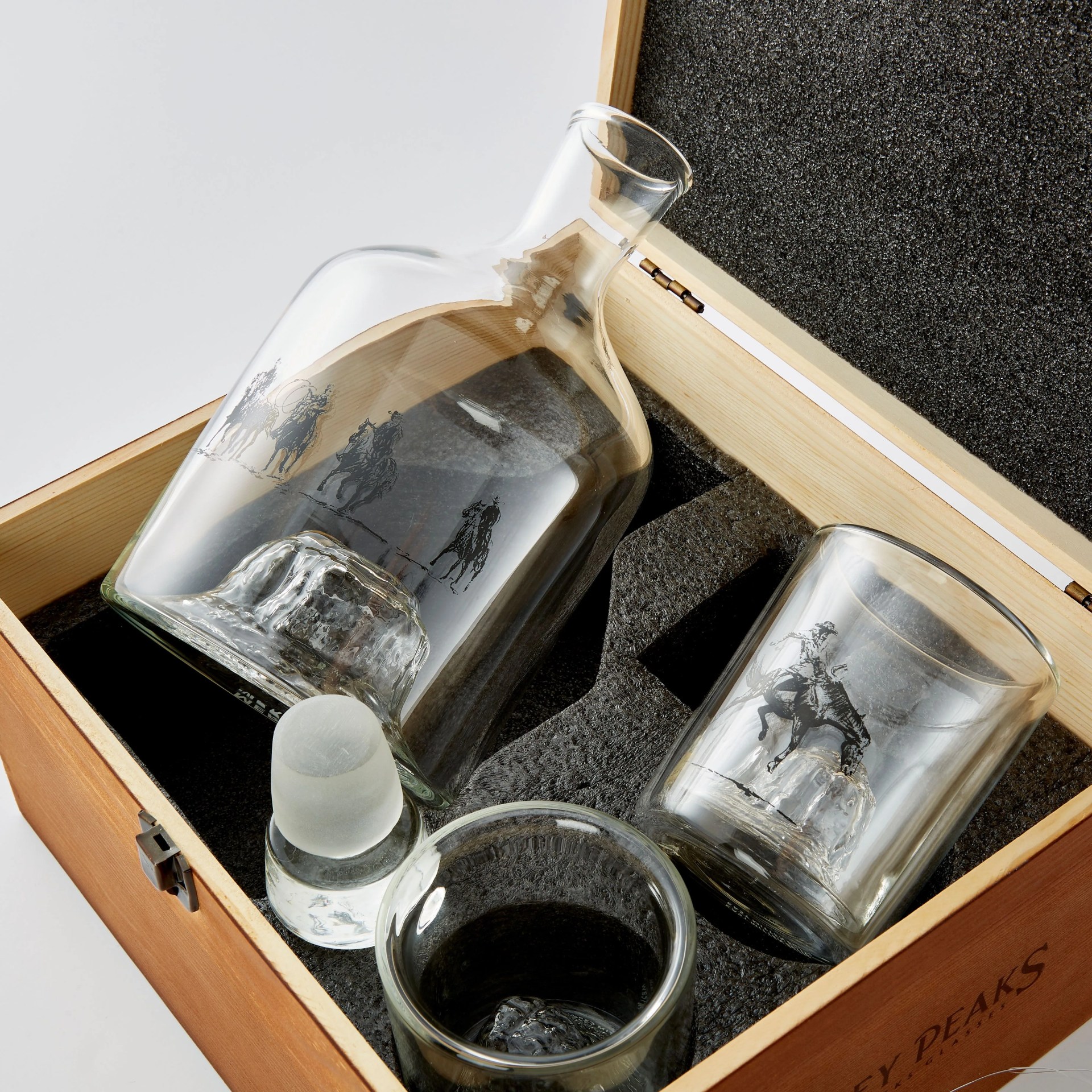 whiskey glasses and decanter