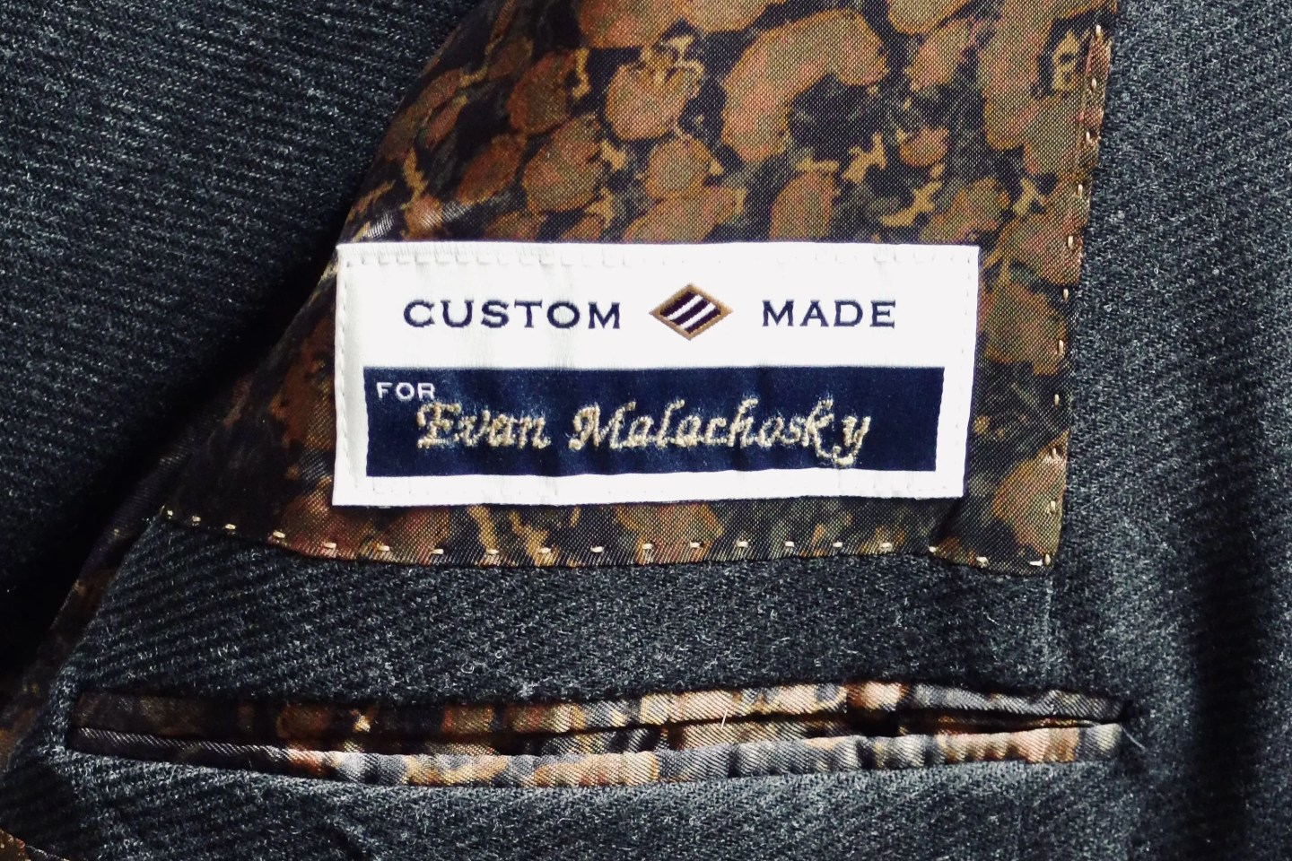 a custom made patch on a suit