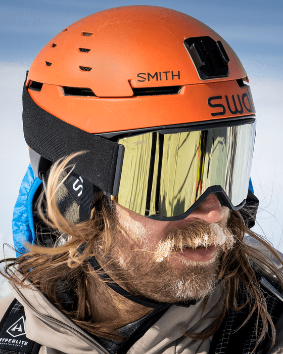 man wearing smith summit helmet