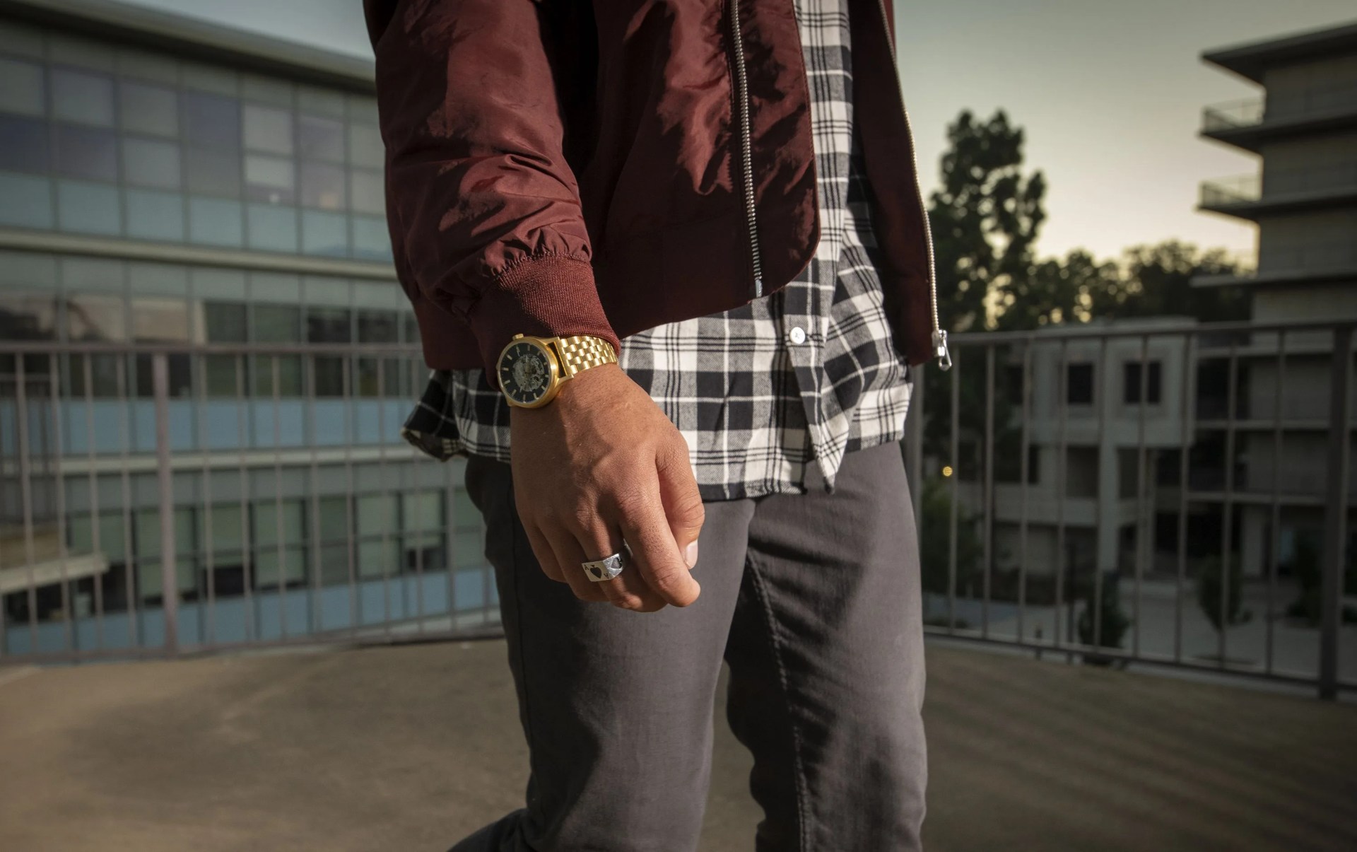 man wearing nixon spectra watch