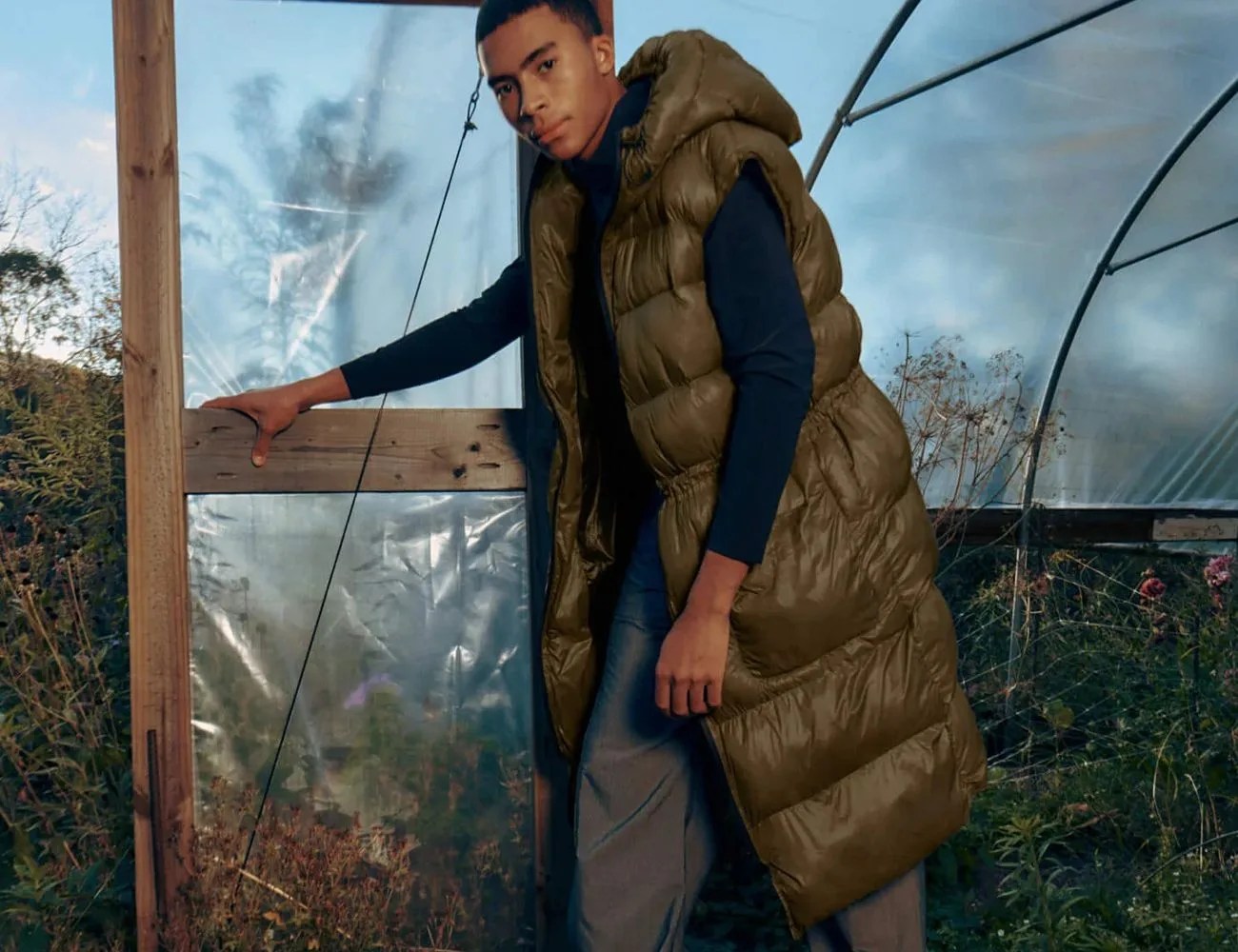 offhours olive boa vest