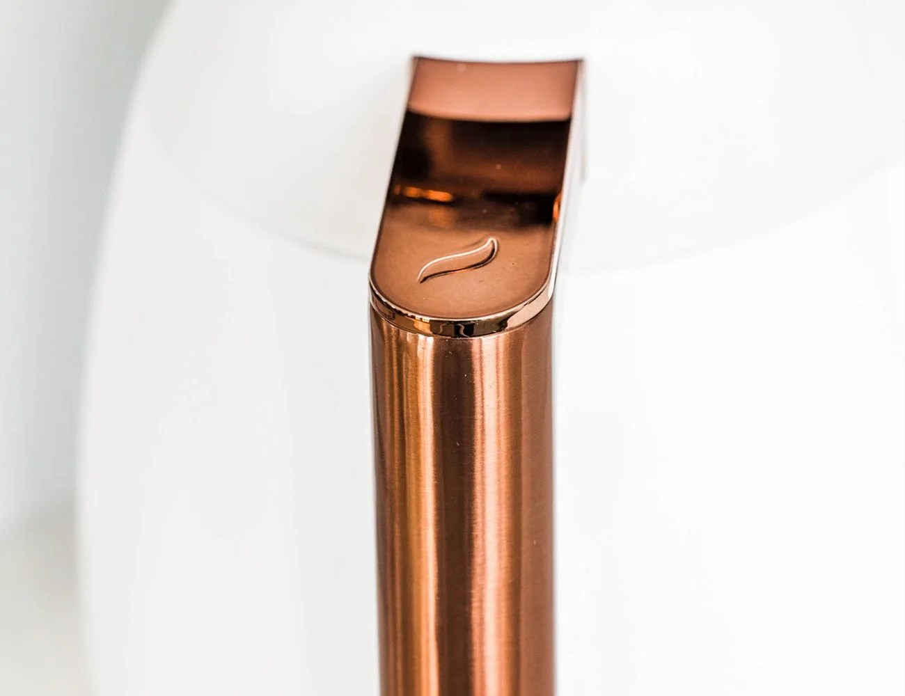 café specialty drip coffee maker copper handle detail