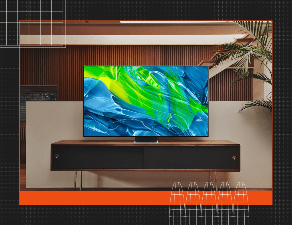 a tv on a tv stand