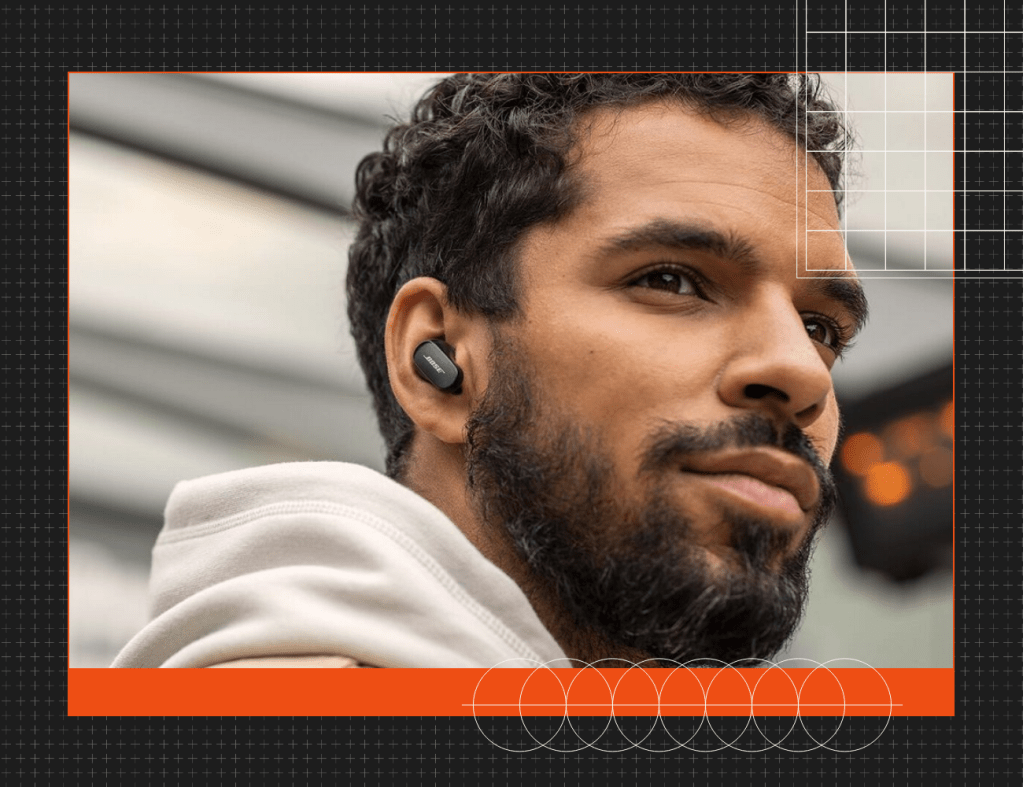 man wearing bose ear buds