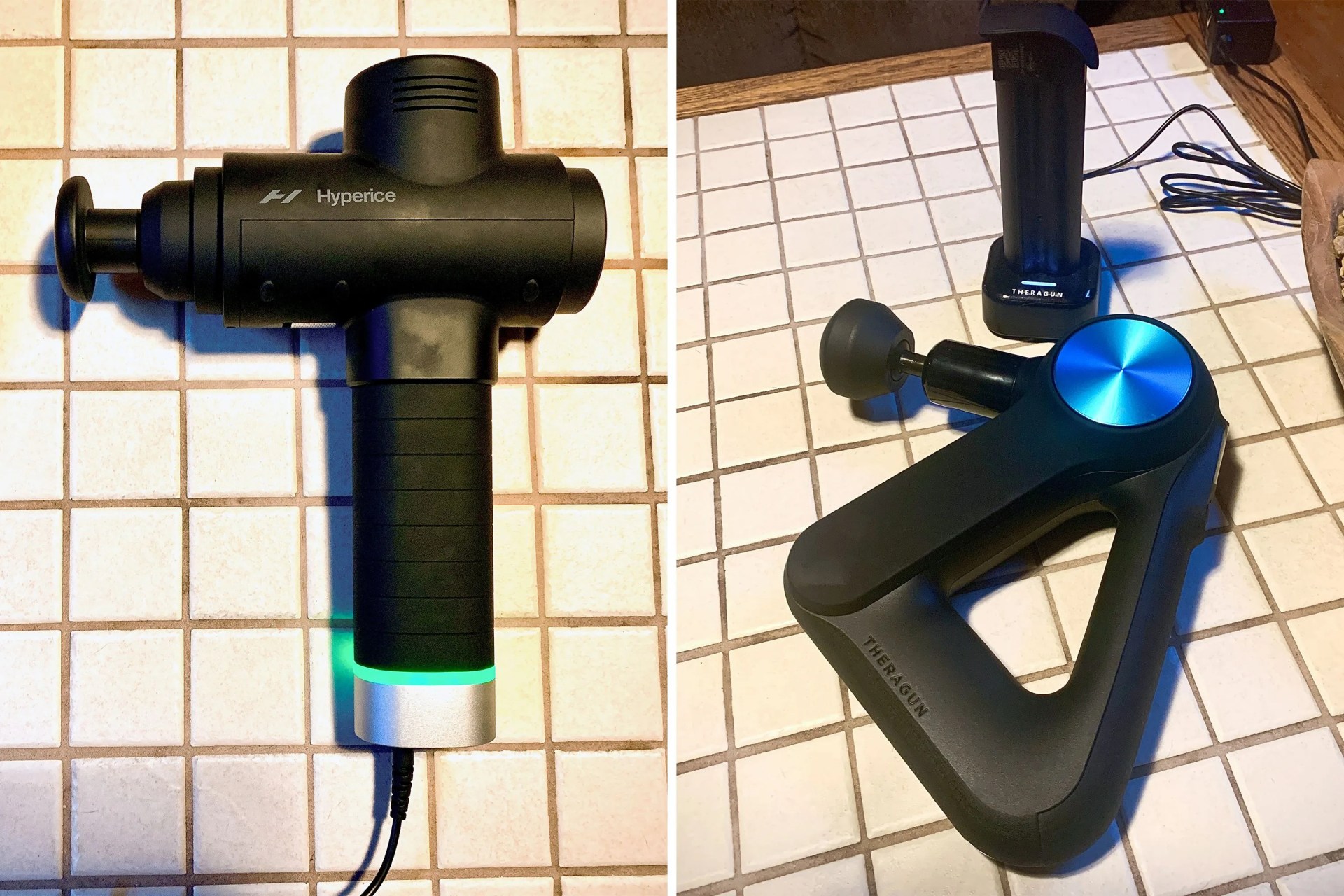 two recovery tools charging on a countertop