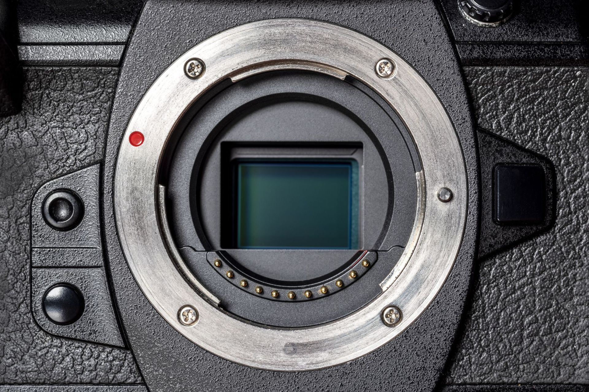 view of the sensor of a mirrorless camera
