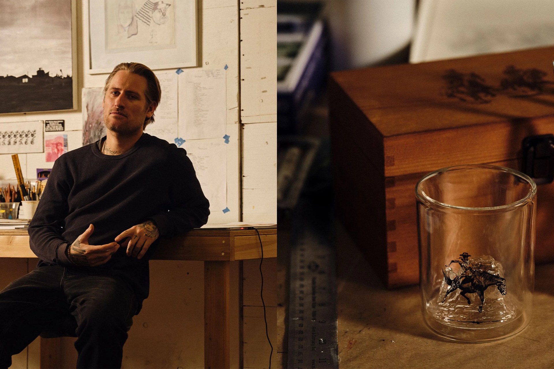 matt mccormick drawings as a collaboration with whiskey peaks and huckberry