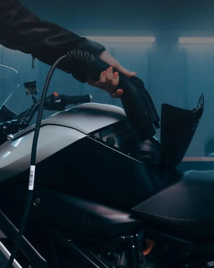 an electric motorcycle charging