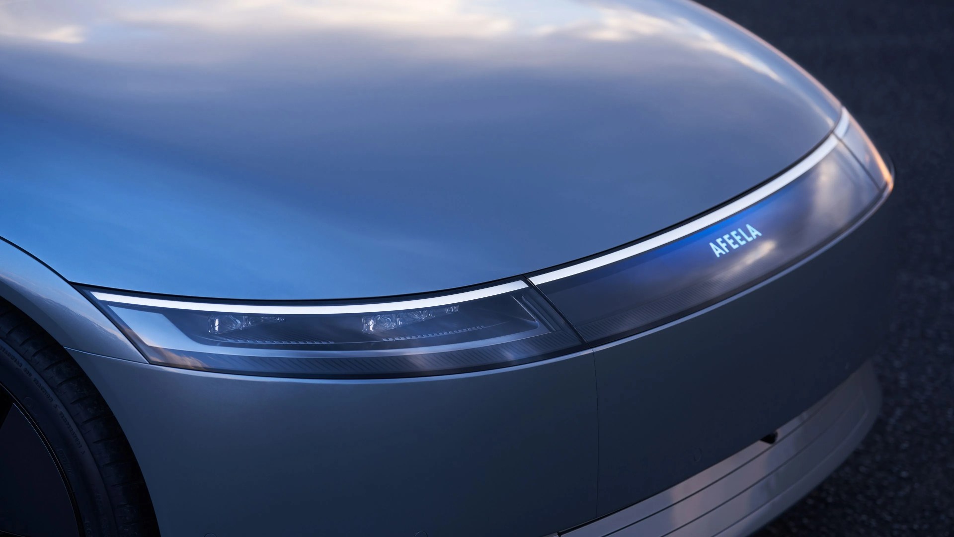 front of afeela prototype electric car
