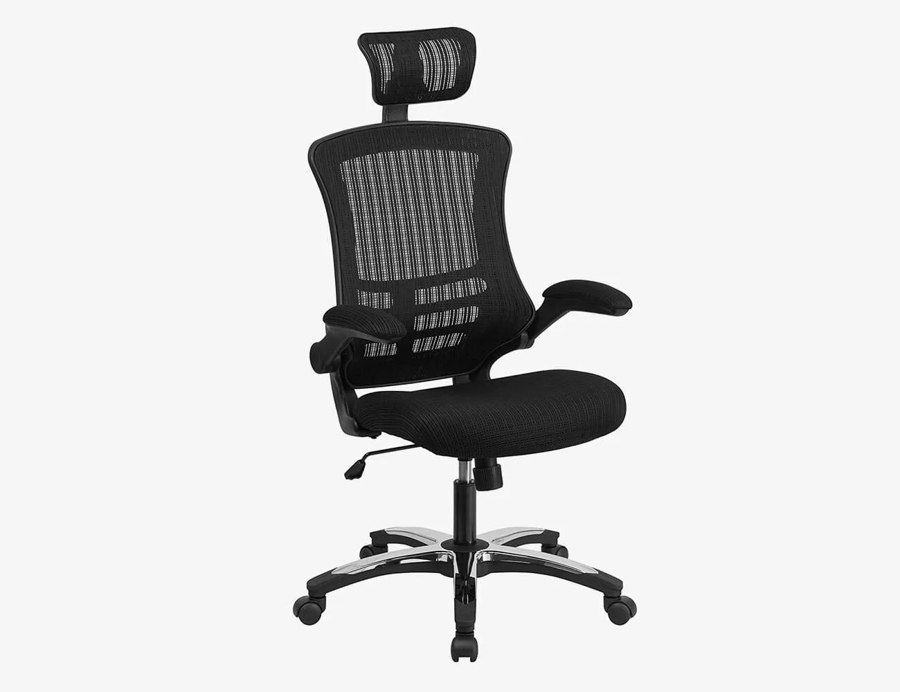 flash furniture highback black mesh swivel ergonomic executive office chair with flipup arms and adjustable headrest