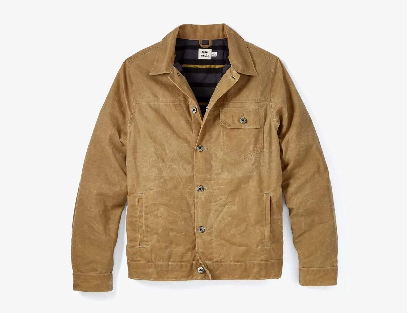 flint and tinder flannel lined waxed trucker jacket