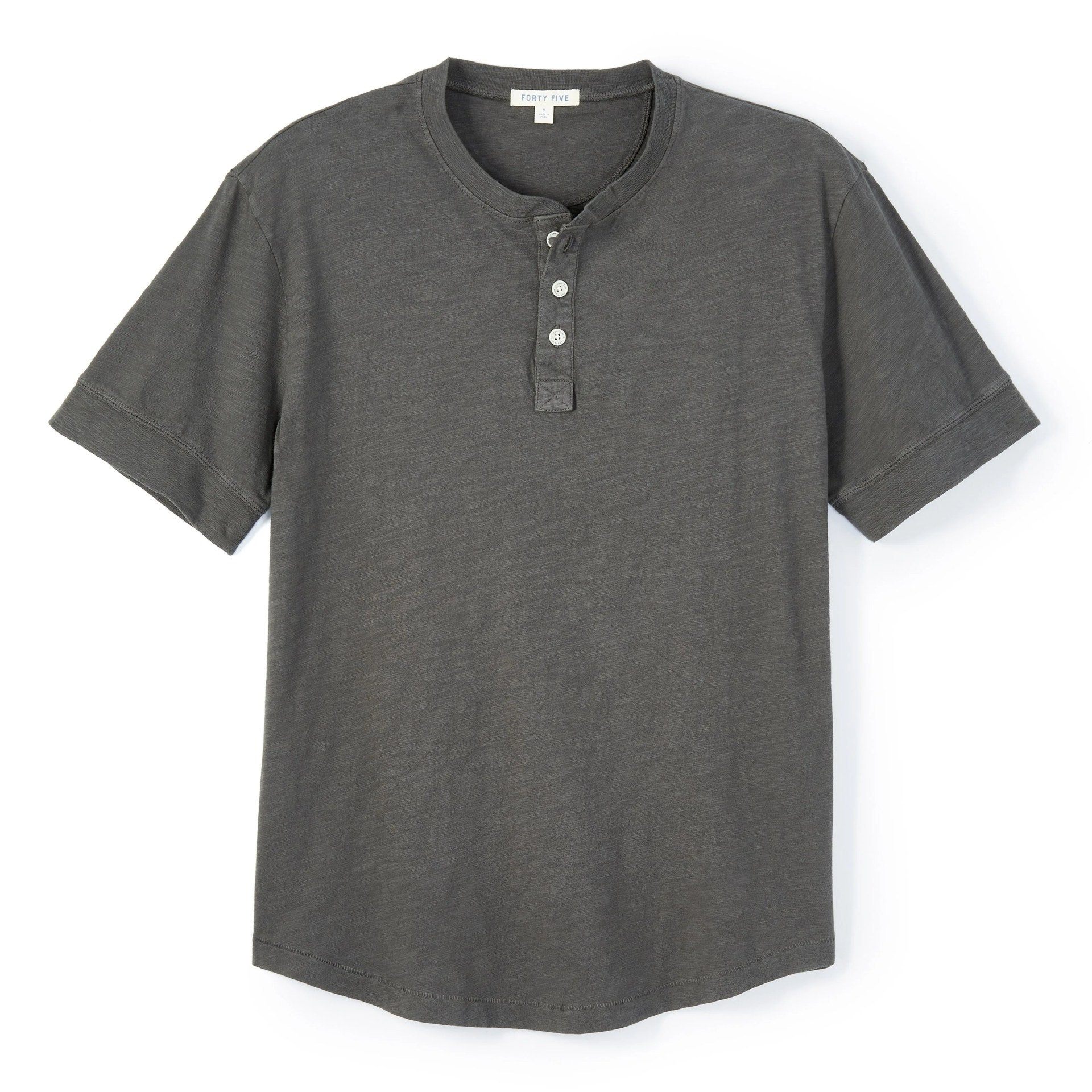 Slub Curved Hem Henley
