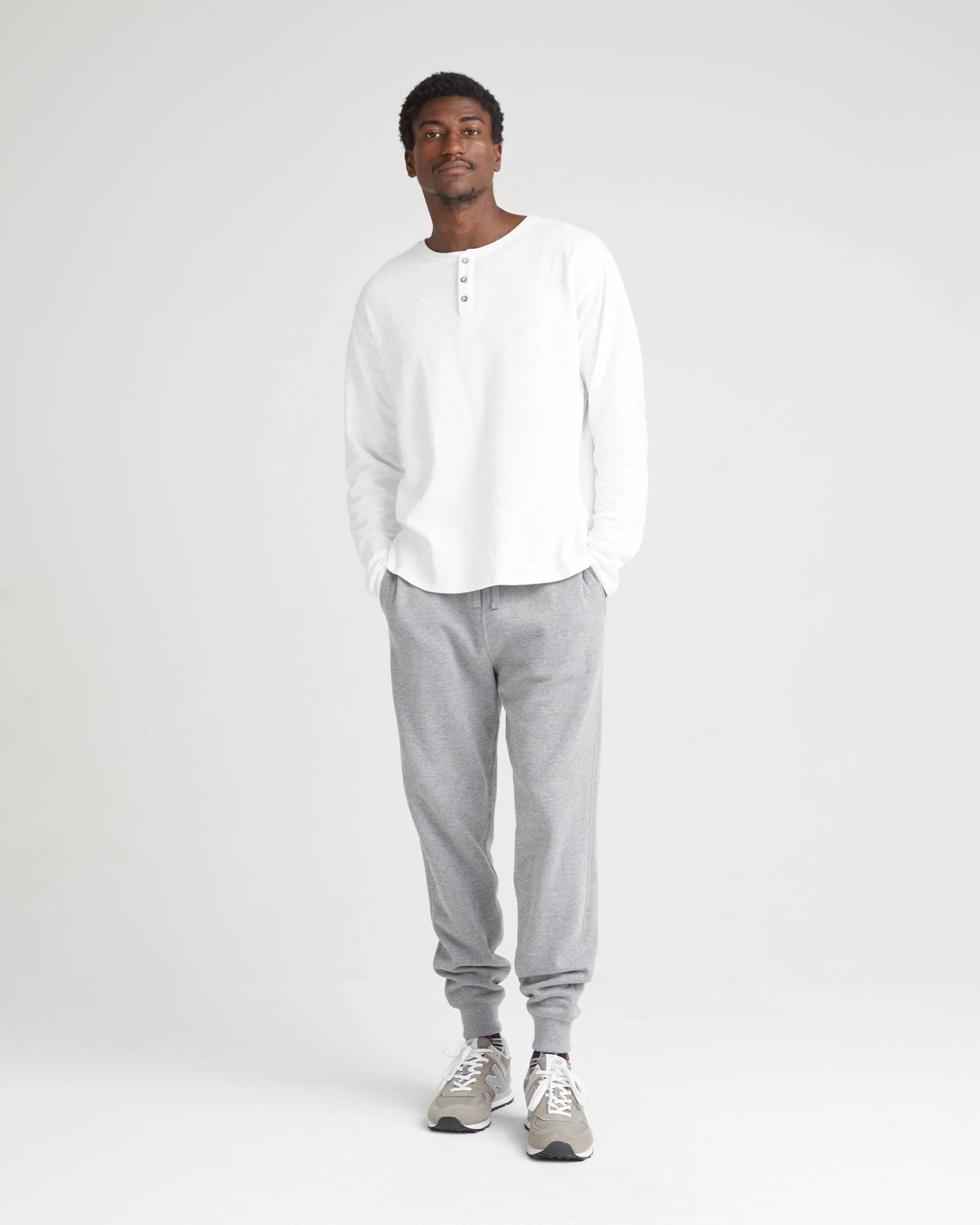 Men's Thermal Slub Cotton Long Sleeve Henley